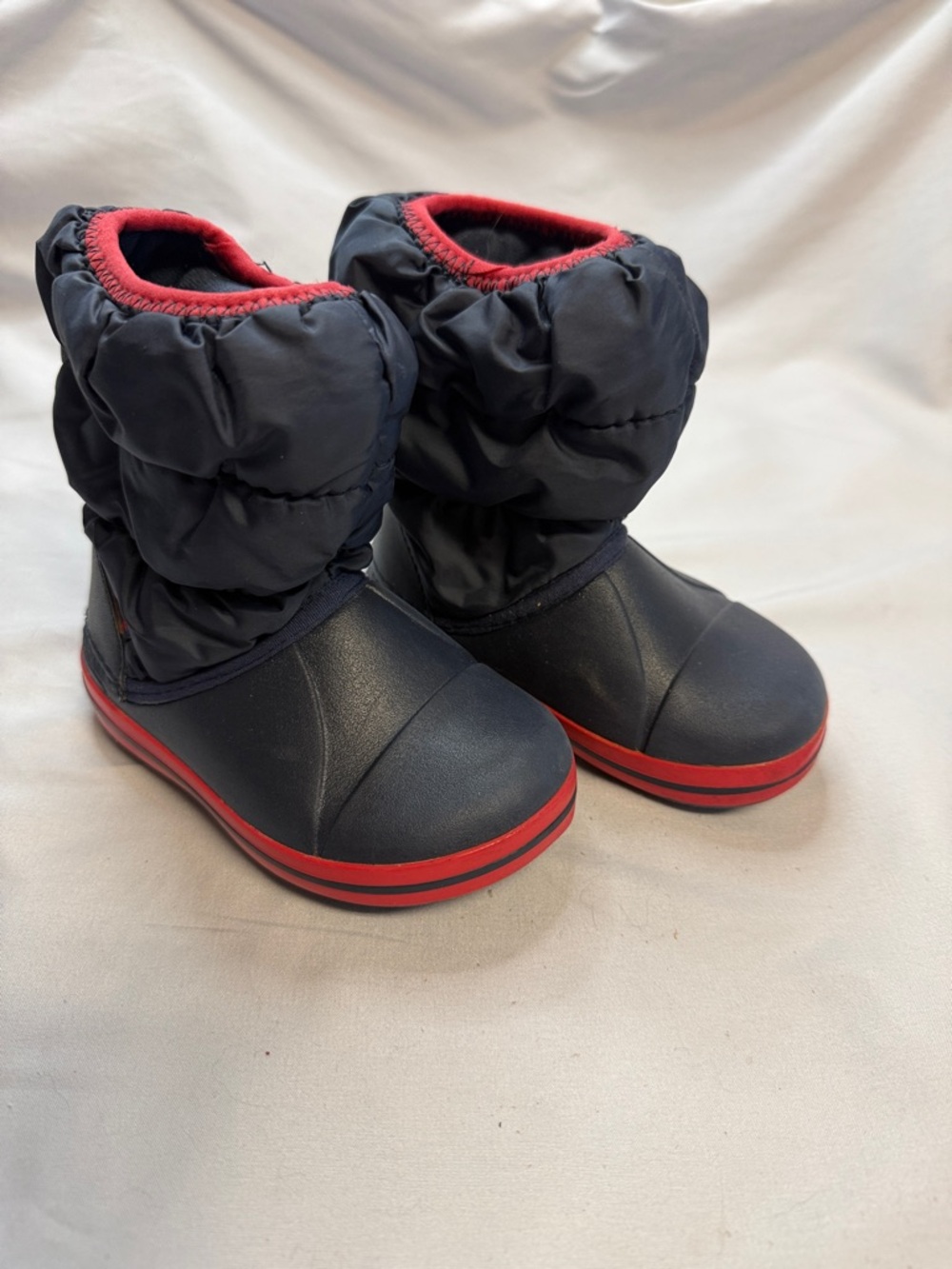 CROCS Kids Navy and Red Puffy Winter/Rain Boots